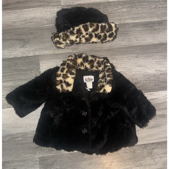 It’s!!Baby- Vintage Y2K Infant Faux Fur Coat & Hat/6-12m/Leopard/ Cheetah Print
